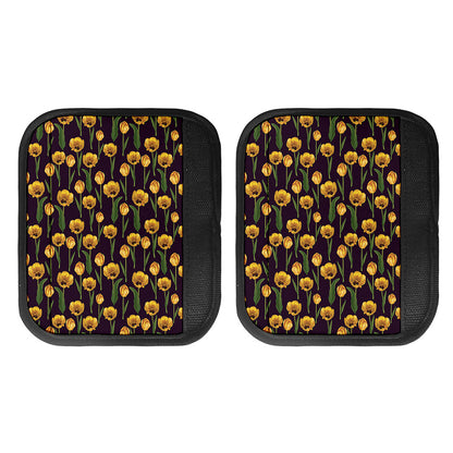 Yellow Tulip Flower Pattern Print Handle Covers