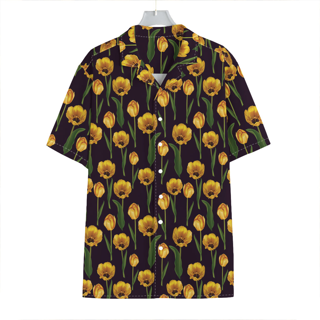 Yellow Tulip Flower Pattern Print Hawaiian Shirt