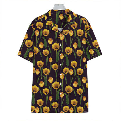 Yellow Tulip Flower Pattern Print Hawaiian Shirt