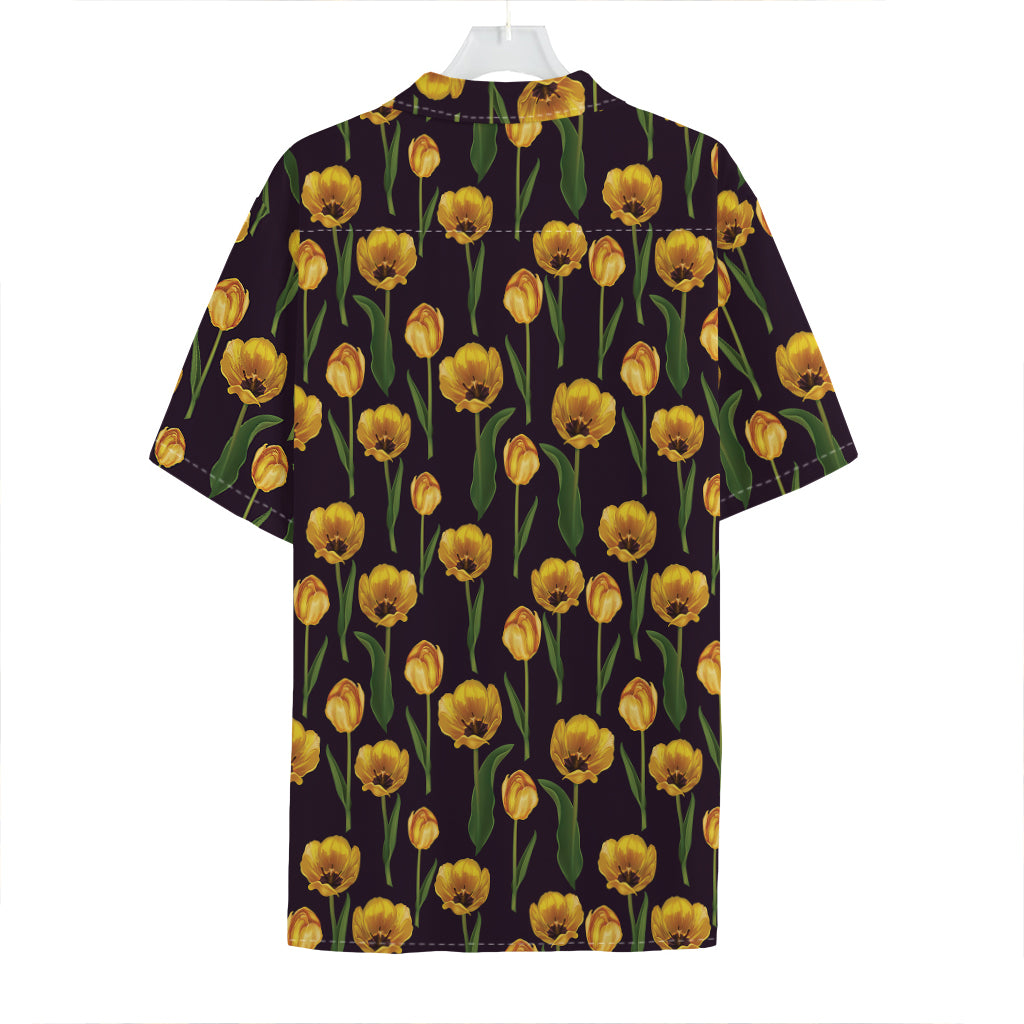 Yellow Tulip Flower Pattern Print Hawaiian Shirt