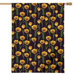 Yellow Tulip Flower Pattern Print House Flag
