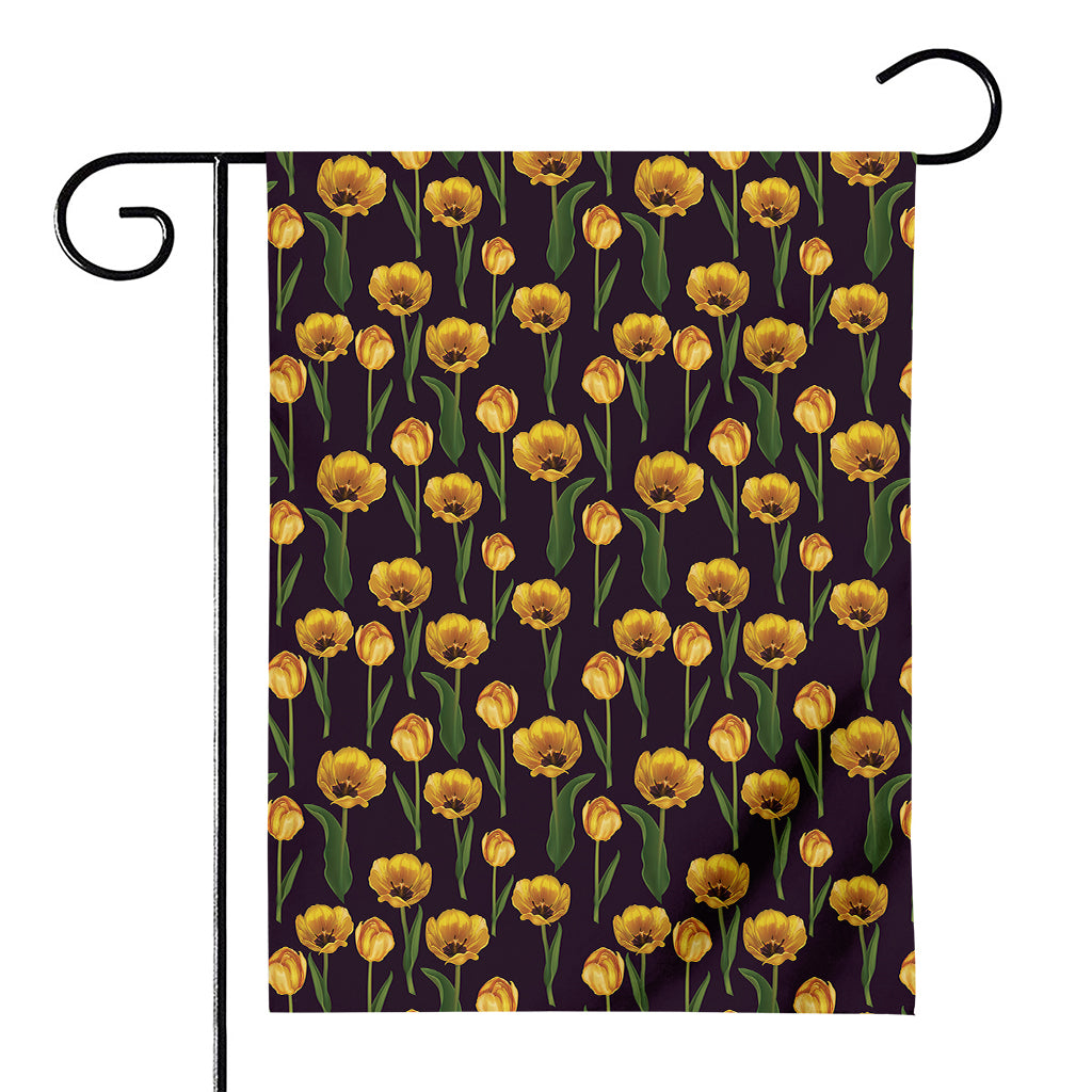 Yellow Tulip Flower Pattern Print House Flag