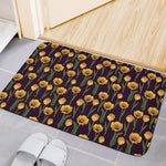Yellow Tulip Flower Pattern Print Indoor Door Mat