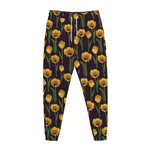 Yellow Tulip Flower Pattern Print Jogger Pants