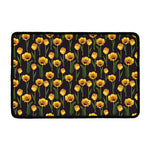 Yellow Tulip Flower Pattern Print Kitchen Mat