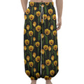 Yellow Tulip Flower Pattern Print Lantern Pants