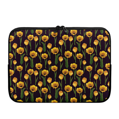 Yellow Tulip Flower Pattern Print Laptop Sleeve
