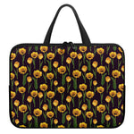 Yellow Tulip Flower Pattern Print Laptop Sleeve With Handle