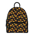 Yellow Tulip Flower Pattern Print Leather Backpack