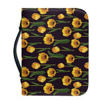 Yellow Tulip Flower Pattern Print Leather Bible Cover