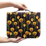 Yellow Tulip Flower Pattern Print Leather Bible Cover
