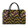 Yellow Tulip Flower Pattern Print Leather Duffel Bag