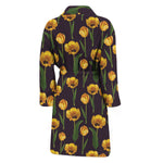 Yellow Tulip Flower Pattern Print Men's Bathrobe