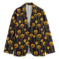 Yellow Tulip Flower Pattern Print Men's Blazer