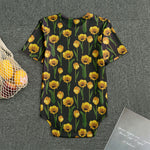 Yellow Tulip Flower Pattern Print Men's Bodysuit