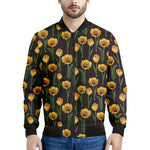 Yellow Tulip Flower Pattern Print Men's Bomber Jacket