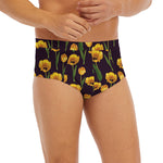 Yellow Tulip Flower Pattern Print Men's Briefs