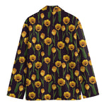 Yellow Tulip Flower Pattern Print Men's Cotton Blazer