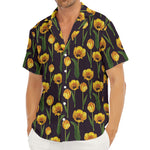 Yellow Tulip Flower Pattern Print Men's Deep V-Neck Shirt