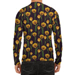 Yellow Tulip Flower Pattern Print Men's Long Sleeve Rash Guard