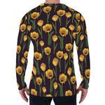Yellow Tulip Flower Pattern Print Men's Long Sleeve T-Shirt