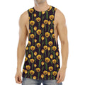 Yellow Tulip Flower Pattern Print Men's Muscle Tank Top