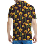 Yellow Tulip Flower Pattern Print Men's Polo Shirt