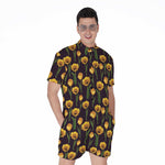 Yellow Tulip Flower Pattern Print Men's Rompers