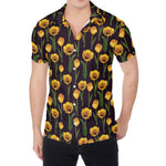Yellow Tulip Flower Pattern Print Men's Shirt