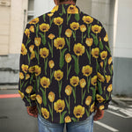 Yellow Tulip Flower Pattern Print Men's Shirt Jacket