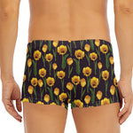 Yellow Tulip Flower Pattern Print Men's Short Boxer Briefs
