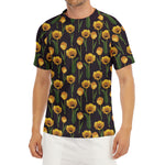 Yellow Tulip Flower Pattern Print Men's Short Sleeve Rash Guard