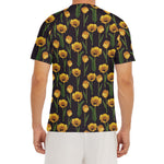 Yellow Tulip Flower Pattern Print Men's Short Sleeve Rash Guard
