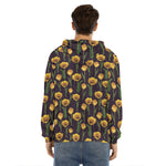 Yellow Tulip Flower Pattern Print Men's Velvet Pullover Hoodie