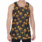 Yellow Tulip Flower Pattern Print Men's Velvet Tank Top