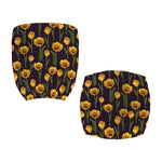 Yellow Tulip Flower Pattern Print Office Chair Cover