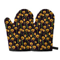 Yellow Tulip Flower Pattern Print Oven Mitts