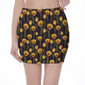 Yellow Tulip Flower Pattern Print Pencil Mini Skirt