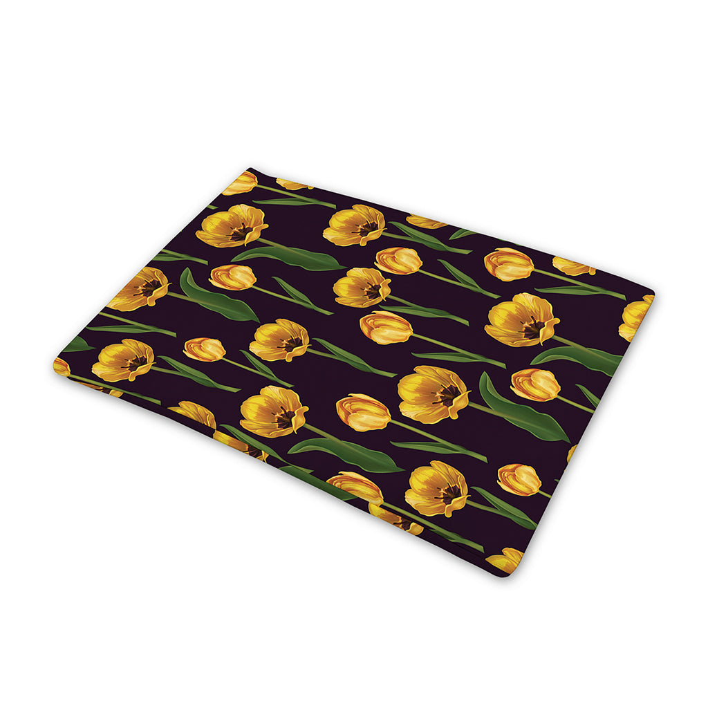 Yellow Tulip Flower Pattern Print Pet Cooling Mat Cover