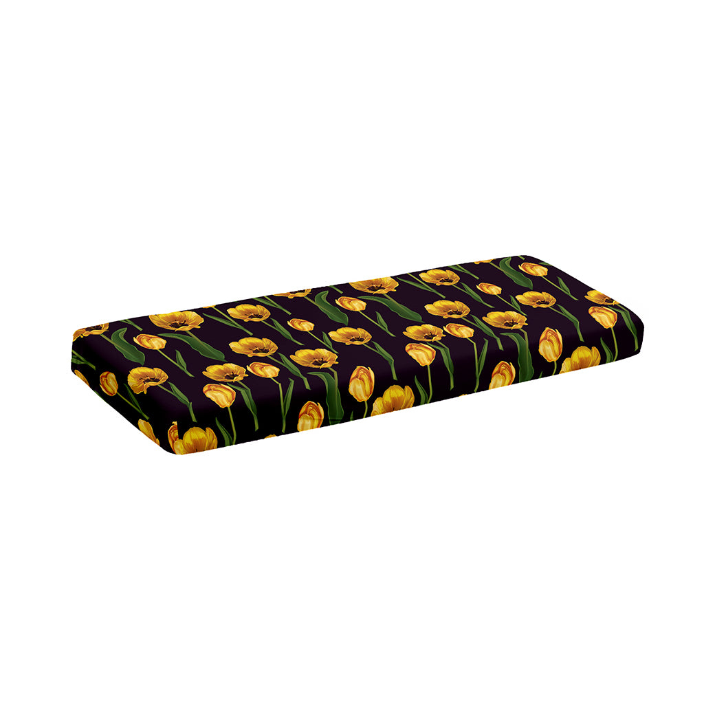 Yellow Tulip Flower Pattern Print Piano Keyboard Cover