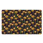 Yellow Tulip Flower Pattern Print Polyester Doormat