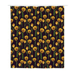 Yellow Tulip Flower Pattern Print Polyester Shower Curtain