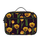 Yellow Tulip Flower Pattern Print Portable Lunch Bag