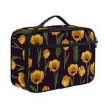 Yellow Tulip Flower Pattern Print Portable Lunch Bag