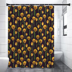 Yellow Tulip Flower Pattern Print Premium Shower Curtain