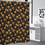 Yellow Tulip Flower Pattern Print Premium Shower Curtain