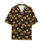 Yellow Tulip Flower Pattern Print Rayon Hawaiian Shirt