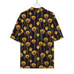 Yellow Tulip Flower Pattern Print Rayon Hawaiian Shirt