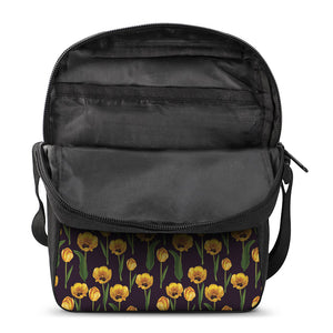 Yellow Tulip Flower Pattern Print Rectangular Crossbody Bag