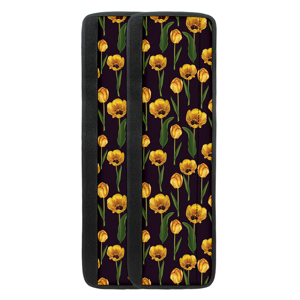 Yellow Tulip Flower Pattern Print Refrigerator Handle Covers